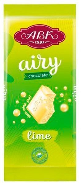 Шоколад АВК пористий білий лайм 80 г 