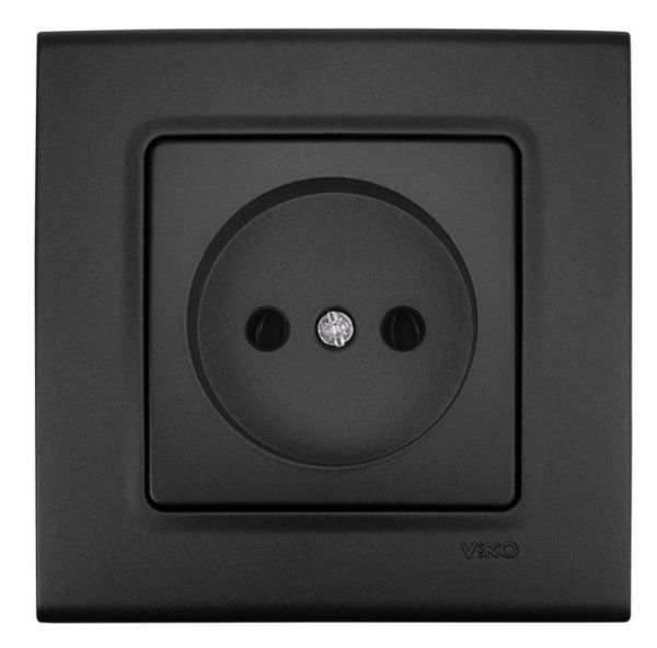 Розетка без заземлення Viko Linnera Life без шторок без кришки чорна ніч