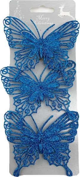 Декоративна підвіска Shunda Метелик синій 3 шт 10 см SD22-BF014B