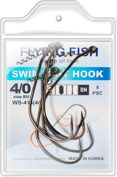 Крючок Flying Fish Swim Bait Hook №4/0 5 шт. WS-414(4/0)