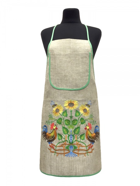 Фартук с нагрудником Утро серый Галерея льна
