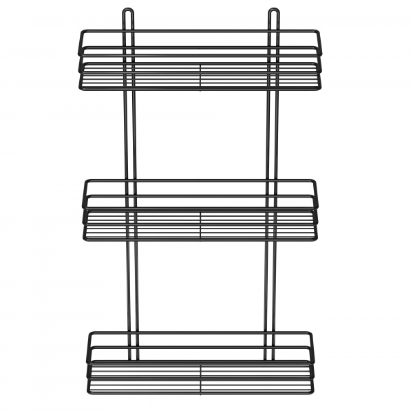 Полка для ванной 3-ярусная 35 см черная 