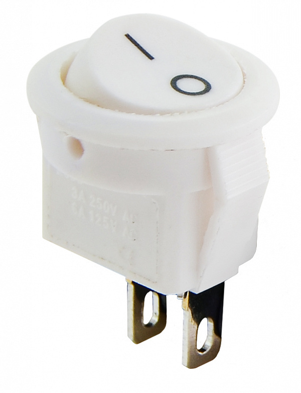 Перемикач клавішний круглий Аско-Укрем KCD5-2-101 WH/WH A0140040131