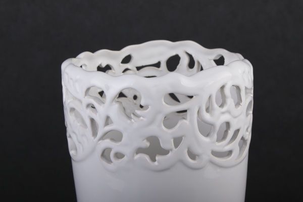 Ваза керамическая белая Ажур большая 28 см