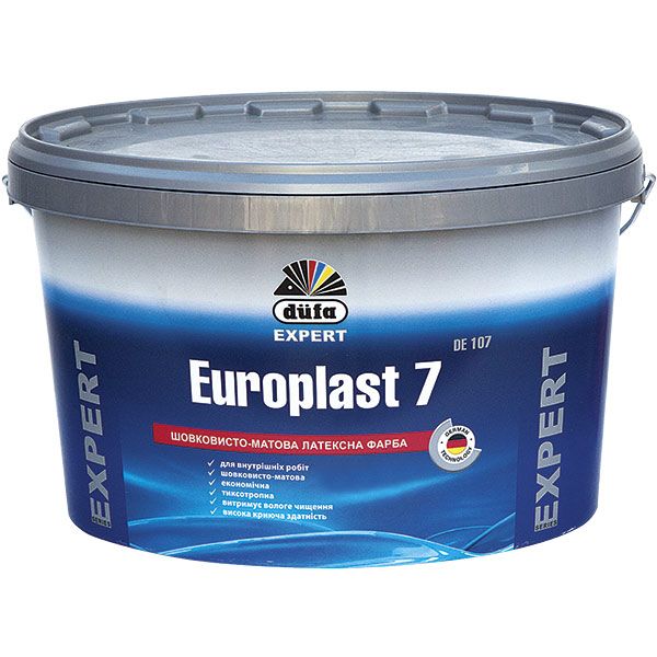 Краска латексная водоэмульсионная Dufa Europlast 7 DE 107 шелковистый мат белый 5л 