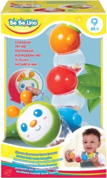 Игрушка музыкальная Bebelino погремушка Гибкая гусеница 58141