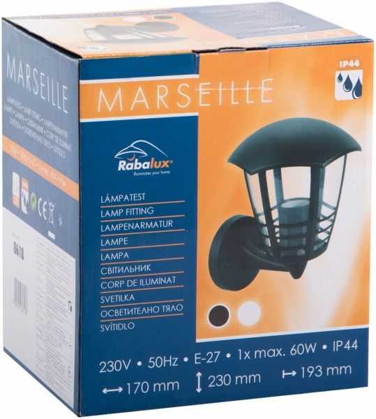 Светильник садовый Rabalux Marseille E27 60 Вт IP44 черный 8618 