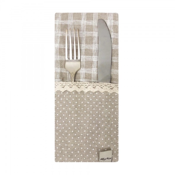 Конверт для столових приборів La Nuit ШАЛЕ Горох з клiтинкою 10x24 см 