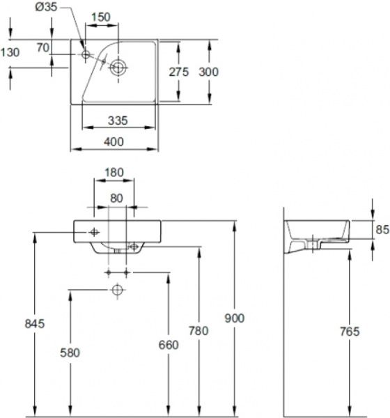 Умывальник Jacob Delafon Formilia Rythmik 30х40 см