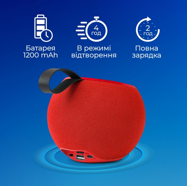 Акустична система Promate 1.0 red Juggler 5W