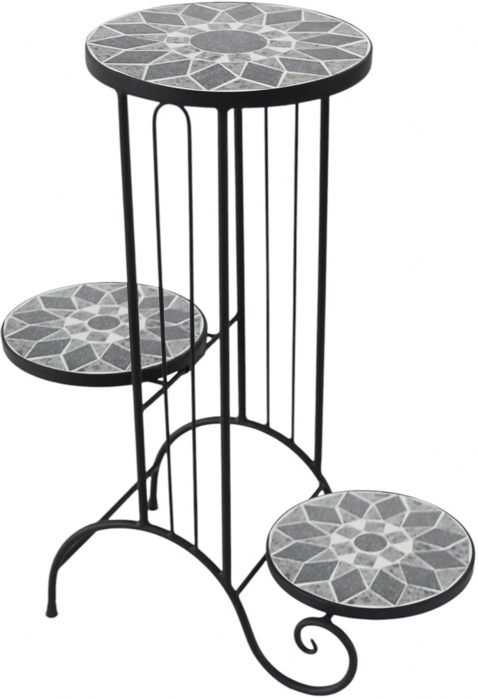 Подставка для цветов тройная металлическая мозаика JF232380-1 54x64 см серый