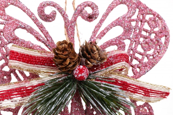 Декоративна підвіска Метелик з декором 15 см HFF205P рожевий