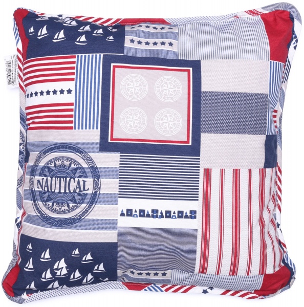 Подушка декоративна Фрегат зі штурвалом 45x45 см білий із малюнком La Nuit 