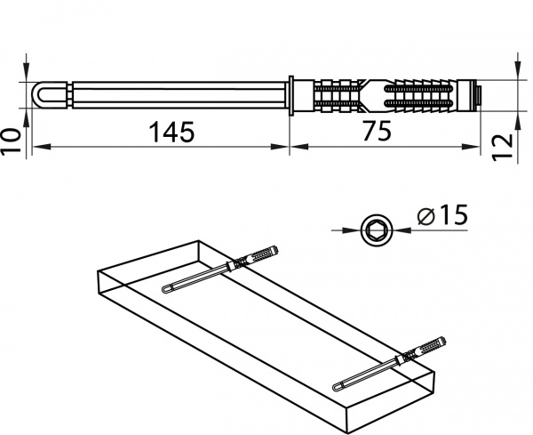 Тримач для полиць DC прихованого монтажу L-145мм коричневий (2шт)