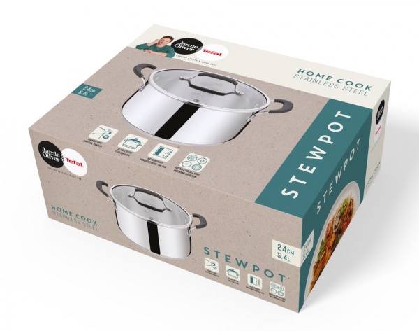 Кастрюля Jamie Oliver Home Cook 24 см 5,4 л E3184655 Tefal