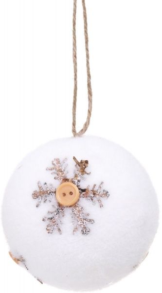 Шар пластиковый Снежинка d80 SDA1780W белый