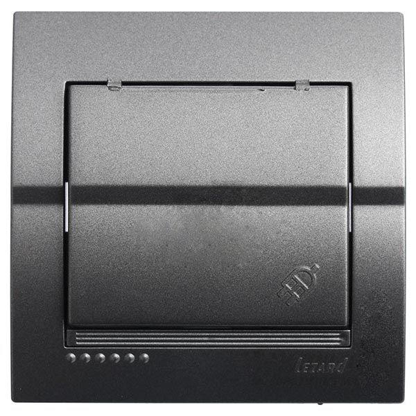 Розетка із заземленням Lezard Deriy з кришкою темно-сірий металік 702-2929-123В