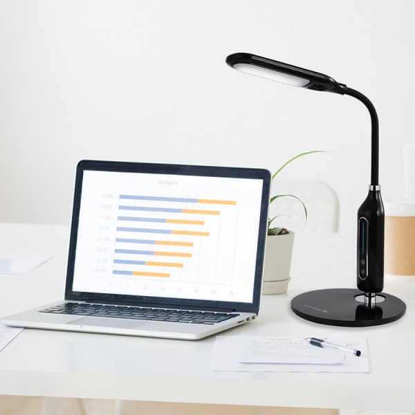 Настольная лампа офисная LightMaster LED 8 Вт черный с серебристым DE1143