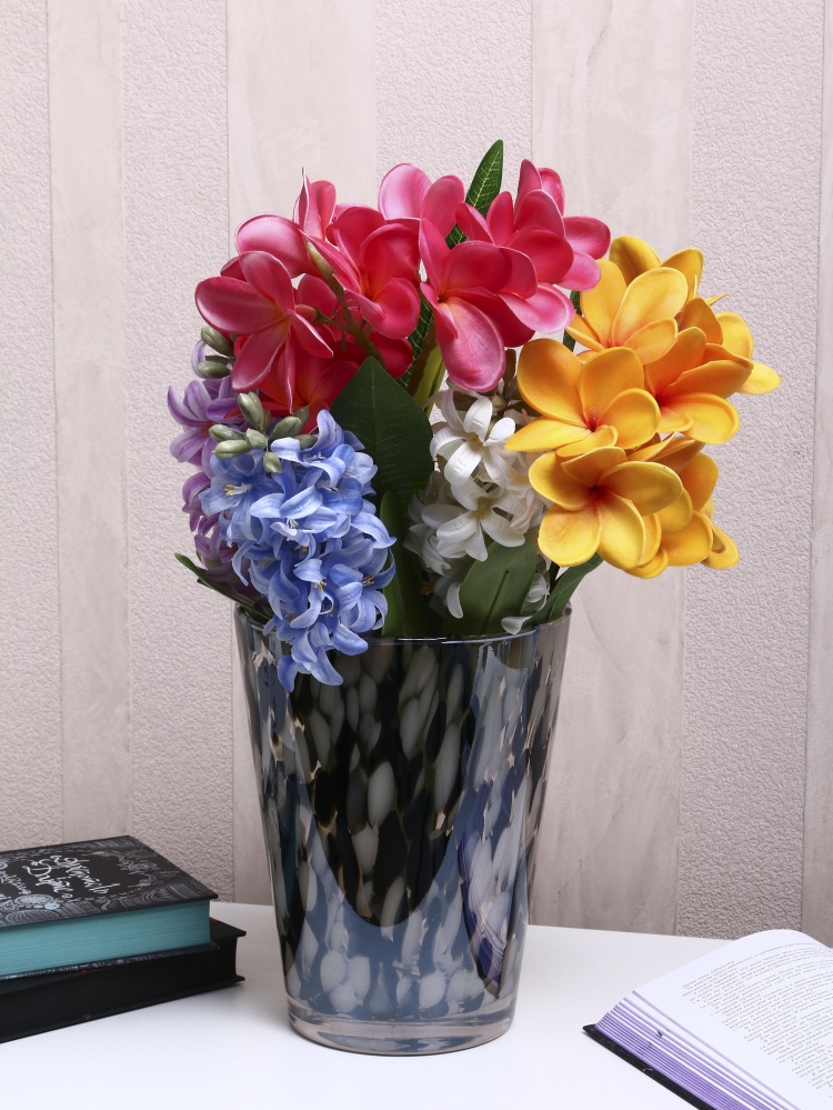 Ваза стеклянная Wrzesniak Glassworks Confetti 24 см черно-белая 27-1061D