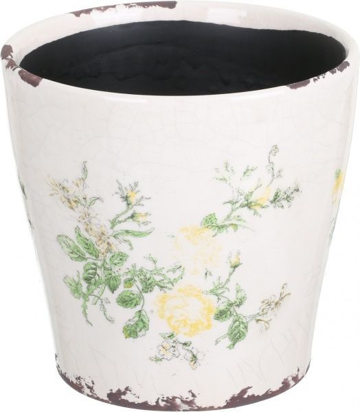 Кашпо керамічне Чайна троянда круглий (Y473-183/2-3) жовтий 