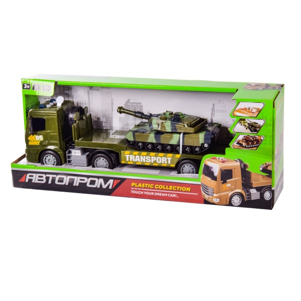 Іграшка Автопром Військовий тягач із танком 1:18 RJ3365