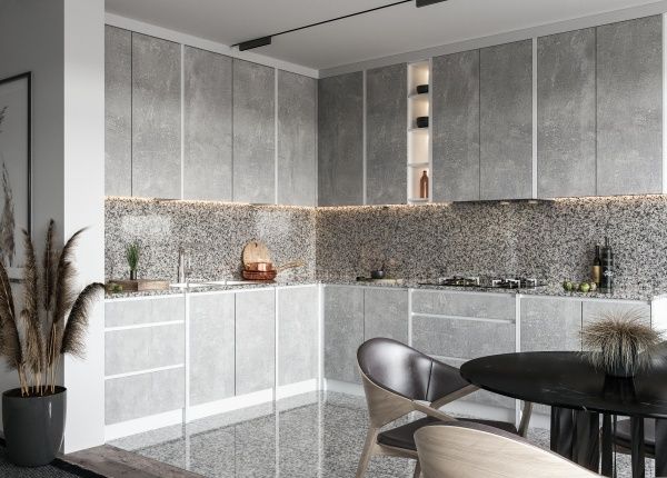 Тумба нижняя угловая МС Идея Лофт НЩУП (правый) 90/82/525 универсальная щит бетон Грейд