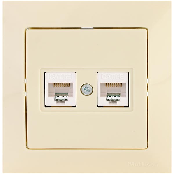 Розетка Mutlusan Candela двойная компьютерная Cat5e кремовая