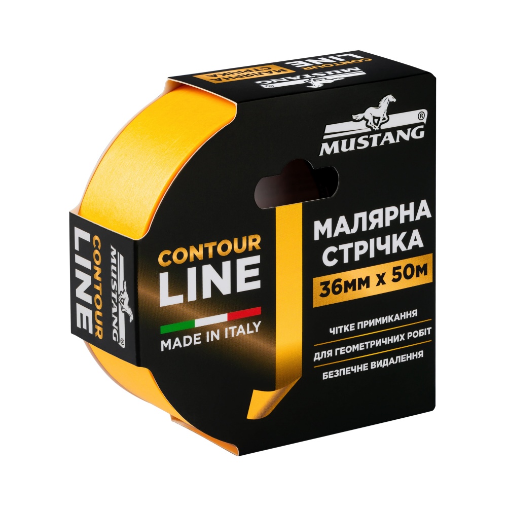 Лента малярная Mustang CONTOUR LINE желтая 36 мм x 50 м