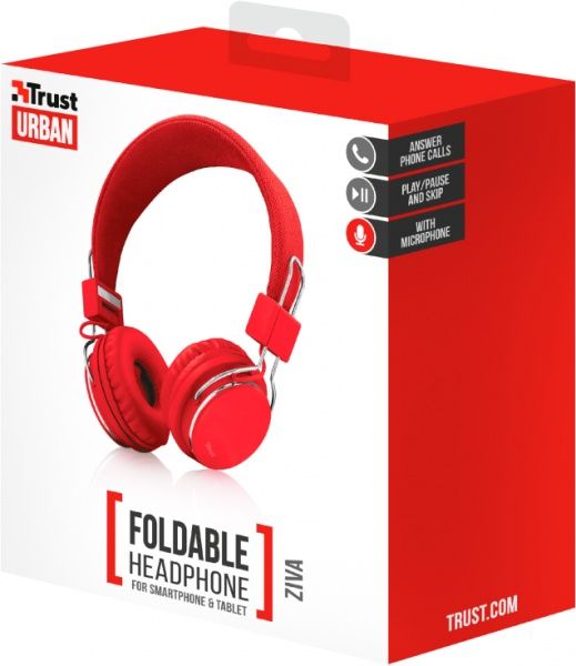 Навушники Trust Urban Ziva Foldable red 