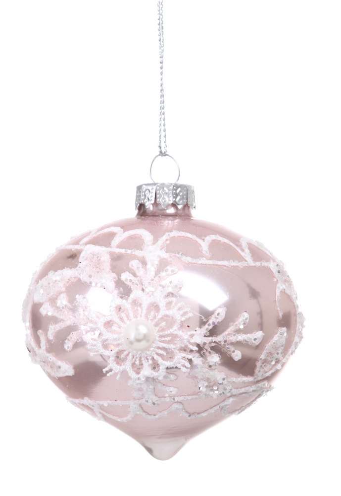 Куля скляна / дзига з квіткою 2 асортименти d 80 мм рожевий