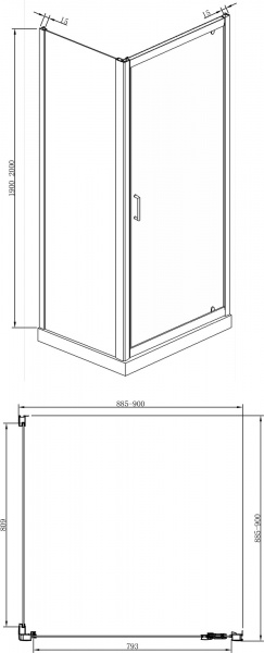 Душевое ограждение Alex Baitler LITE 90x90x200 см