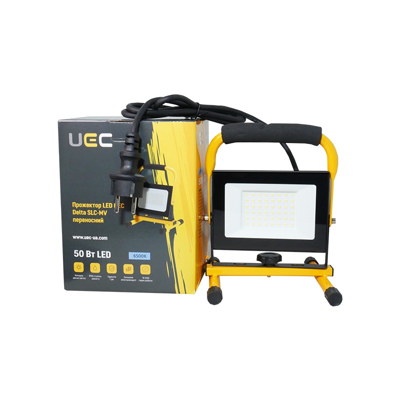 Прожектор світлодіодний LED UEC Delta SLC-MS переносний 6500K 50 Вт IP65 чорний/жовтий SLC-50-IP65-MV-B