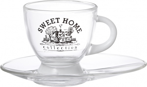 Чашка с блюдцем Sweet Home 230 мл белая Glasmark