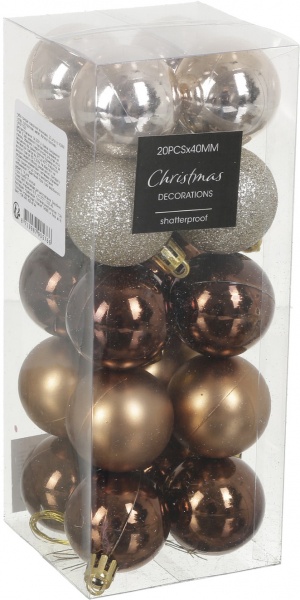 Набор елочных шаров CAN217020 серебряно-коричневый d4 мм 20 шт./уп. 