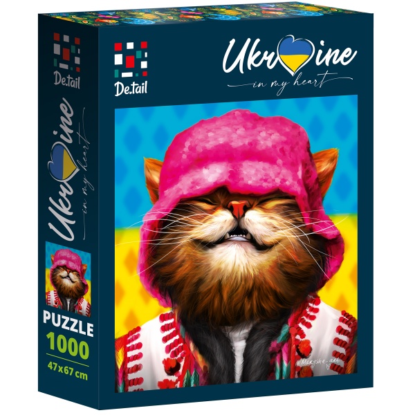 Пазлы картонные De.tail Радостный кот в розовой панаме DT1000-07