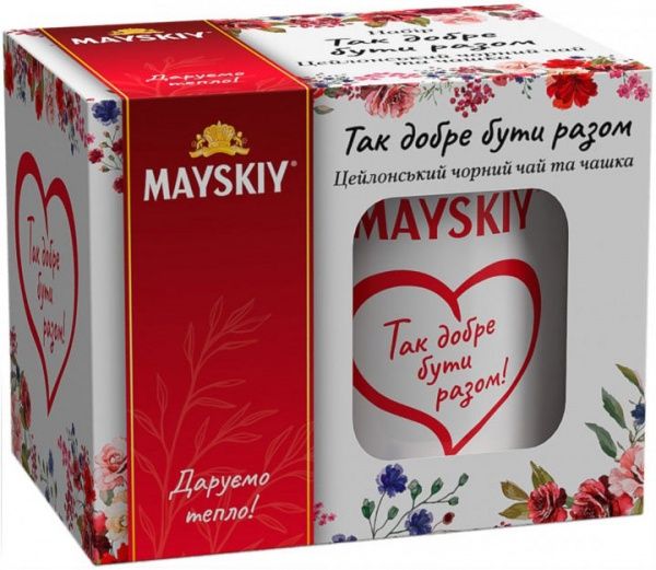 Чай черный Майский Так хорошо быть вместе и чашка 