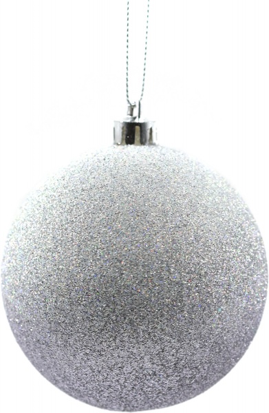Куля новорічна Контраст 100 мм срібло 8036