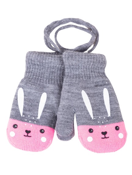 Варежки YO! Зайчик р.10 розово-серый 