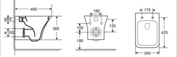 Унітаз підвісний VOLLE LOBO Rimless 49*34*36см, сидіння Duroplast slow-closing