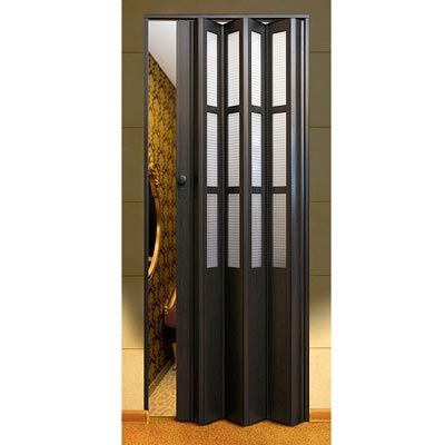 Двери-гармошка ПВХ Vinci Decor Simfonia 2030x860 мм эспрессо стекло