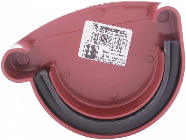 Заглушка желоба левая PROFiL 90 мм красный 