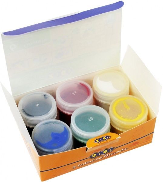 Гуаш 6 кольорів по 20 мл ZB.6603 ZiBi