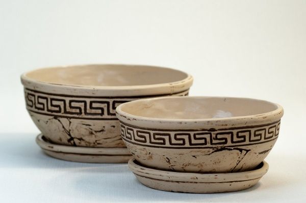 Горщик керамічний плошка 23*11 круглий бежевий 