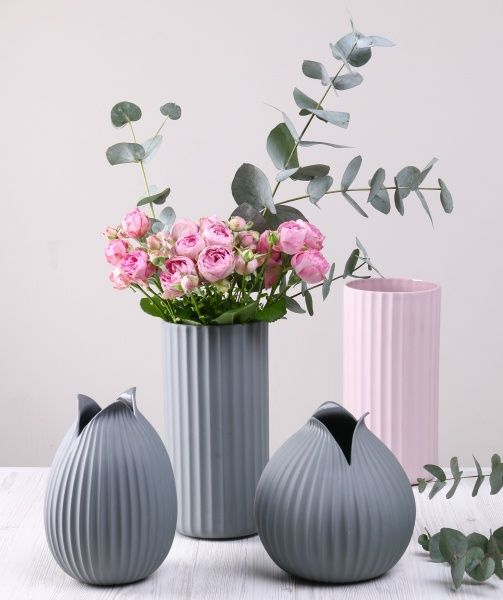 Ваза керамическая серая Yoko 22 см 1362617 ASA