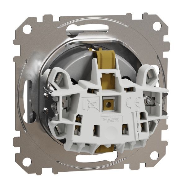 Розетка силовая с заземлением Schneider Electric Sedna Design со шторками без крышки алюминий SDD113022