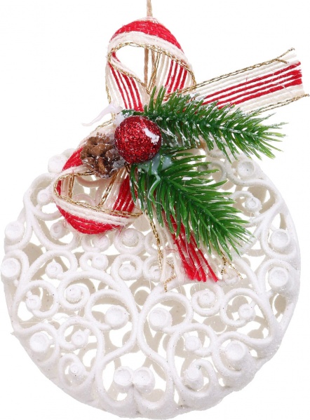 Декоративна підвіска Медальйон з декором 10 см HFF239W білий