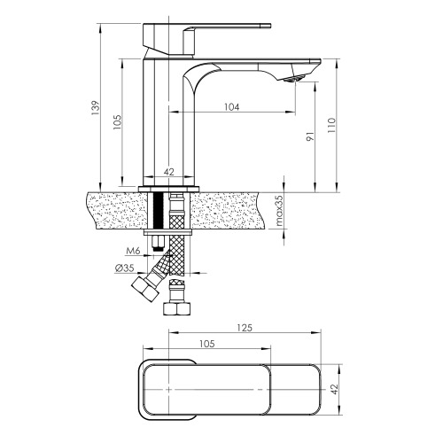 Змішувач для умивальника Imprese SLANICE, хром, 35 мм