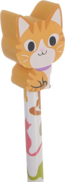 Карандаш чернографитный с резинкой рыжий кот