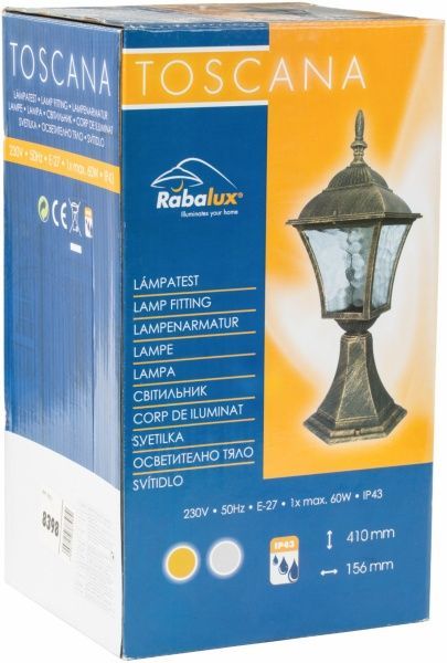 Фонарный столб Rabalux Toscana E27 60 Вт IP43 серый 8398 