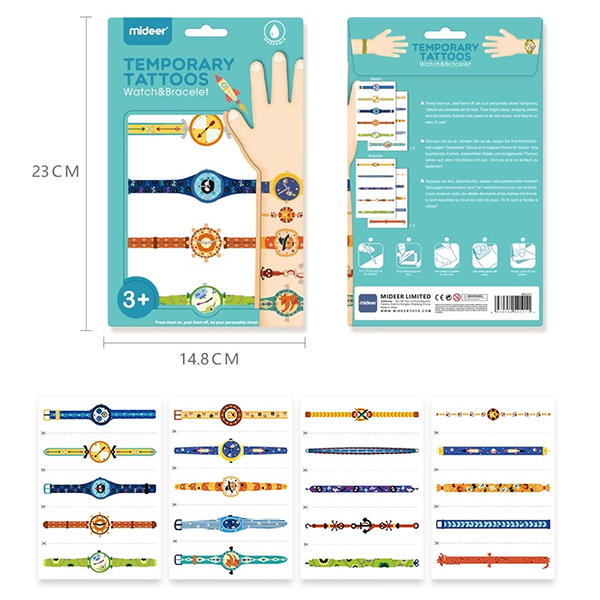 Набір наклейок-татуювань Mideer годинник і браслети для хлопчика MD4101